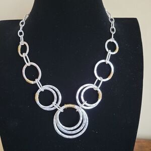 Silver tone fashion jewelery statement necklace NWOT.